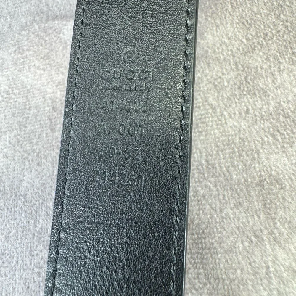 Gucci Slim Leather Marmont Gg Double Belt Black 80/32” 414516 - Picture 8 of 10